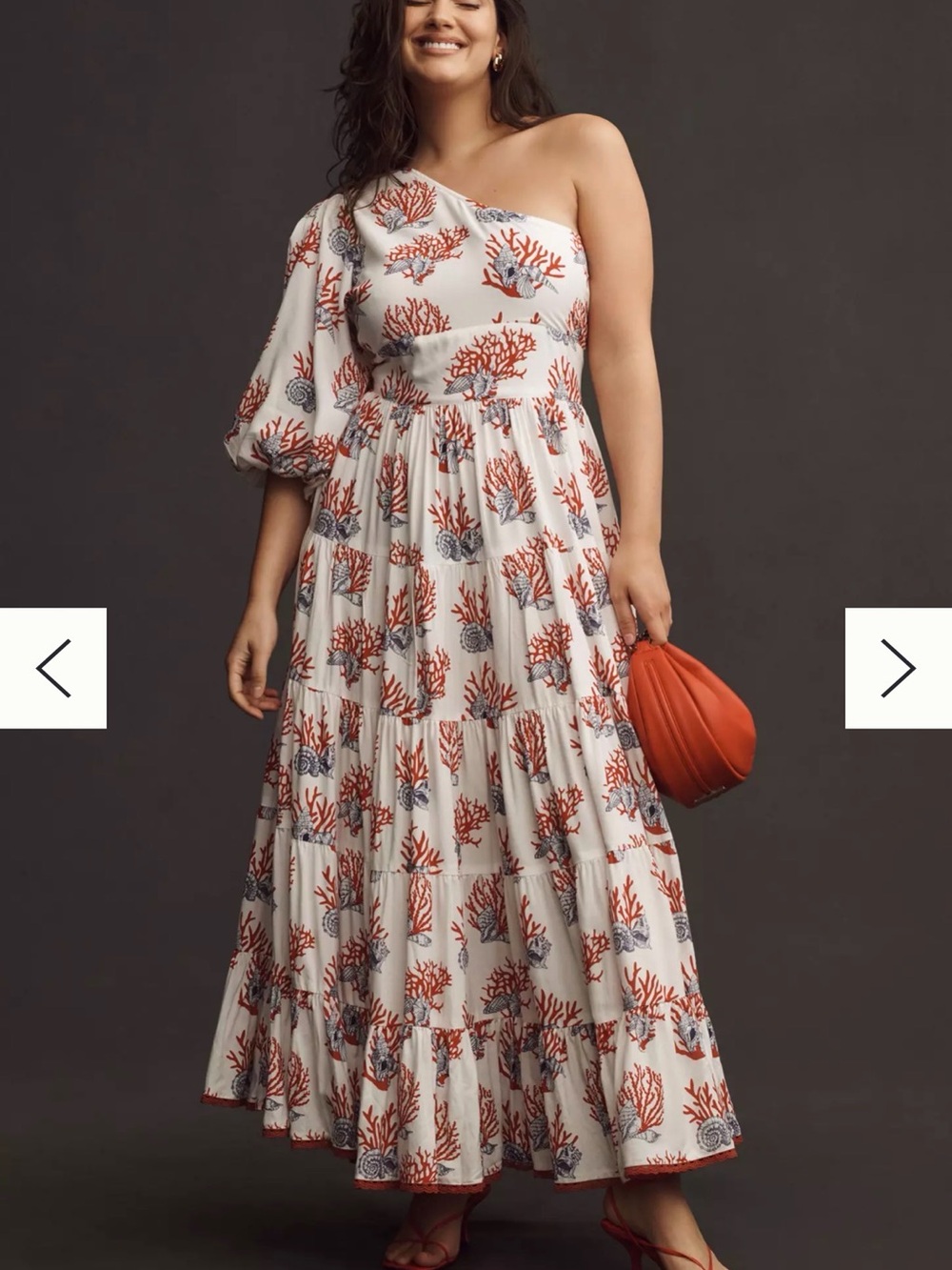 Priya Israni Puff One-Shoulder Belted Maxi Dress